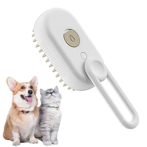 Cat Steam Brush,Rechargeable with Handle,Self-Cleaning Grooming Tool,for Cats and Dogs,3 In1 Cat Steamy Brush (white)