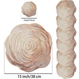 Snowkingdom Rose Gold Placemats and Coasters Set of 6 Pressed Metallic Vinyl Round Place Mats Dining Table Mats Dinning