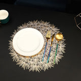 4pcs Hollow Flower Round Table Decoration Mat Vinyl Non-Slip 15 Inch (Gold-P, 4) which is wear-resistant, non-slip