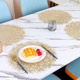 4pcs Hollow Flower Round Table Decoration Mat Vinyl Non-Slip 15 Inch (Gold-P, 4) which is wear-resistant, non-slip