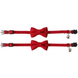 2 Pack Breakaway Cat Collars with Bell and Bowtie Comfortable Velvet Cat Collar with Cute Safety Buckle Adjustable Pet Collar