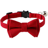 2 Pack Breakaway Cat Collars with Bell and Bowtie Comfortable Velvet Cat Collar with Cute Safety Buckle Adjustable Pet Collar