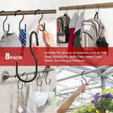 Purse Hanger for Closet, Unique Twist Design Bag Hanger Purse Hooks, 5 inch Large Size Closet Rod Hooks (12 Pack Black) In Australia - Darrahopens