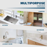Kitchen Sink Water Splash Guard, Silicone Behind Faucet With Slope And Sponge Holder For Home with quality materials In Australia - Darrahopens