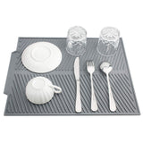 Silicone Dish Drying Mat for Multiple Usage, Easy Clean, Eco-Friendly Heat-resistant Silicone Mat 17" X 13" (Gray)