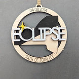 Solar Eclipse 2024 Ornament, Wooden 2024 Eclipse Keepsake,Eclipse Souvenir - 12 Different States Texas, New York