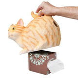 Cat Butt Tissue Holder - Orange Cat Square Tissue Box Cover- Cute Bathroom Accessories - Resin Tissue Dispenser