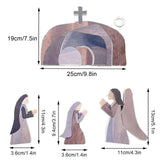 Easter Resurrection Scene Set,Wooden Empty Tomb Cross Figures Easter Tabletop Scene Decor,Jesus Resurrection Set for Easter