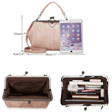 Women Retro Hollow Oil Wax PU Leather Handbag Kiss Lock Crossbody Purse Vintage Messenger Bag Tote Women Lock Vintage Handbags In Australia - Darrahopens