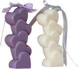 4 Pcs Stacking Hearts Shape Candle Mould, 3D Scattered Love Silicone Mold,Silicone Mold for Making Candles，(White）