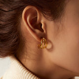 Triple Hoop Earrings for Women, Gold Split Triple Open Hoop Earrings Hypoallergenic Jewelry for Women In Australia - Darrahopens