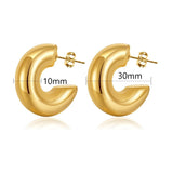 2 pairs Gold Hoop Earrings for Women Plated Chunky Gold Earrings Earrings Open Gold Hoops Hypoallergenic Lightweight Earrings