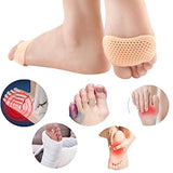 Metatarsal Gel Pads 6 Pair (12 Pack) - Reusable Ball of Foot Cushions for Pain Relief, Soft Breathable Gel Sleeve Pads