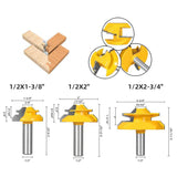 45 Degree Lock Miter Router Bit 3-Piece Set, for 31/64", 3/4"，1"，1/2 Inch Shank.Woodworking Tools Joint Router Bits 3PCS )