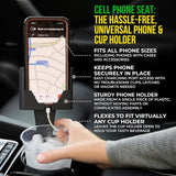 CELL PHONE SEAT - Cup Holder Phone Holders for Your Car and Truck, Cell Phone Car Mount, Smartphone, Android,Cases
