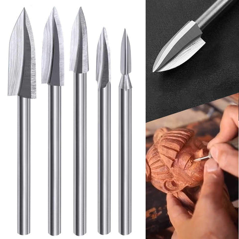 Wood Carving Tools for Rotary Tool, 5 PCS HSS Woodworking Tools Engraving Drill Bit Set Wood Crafts Grinding Tool Universal In Australia - Darrahopens