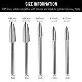 Wood Carving Tools for Rotary Tool, 5 PCS HSS Woodworking Tools Engraving Drill Bit Set Wood Crafts Grinding Tool Universal