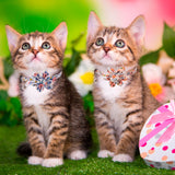 Breakaway Cat Collar with Bells, 2 Pack Flower Cat Collars for Girl Cat Kitten Collar with Floral Adjustable (Orange & Blue)