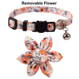 Breakaway Cat Collar with Bells, 2 Pack Flower Cat Collars for Girl Cat Kitten Collar with Floral Adjustable (Orange & Blue)