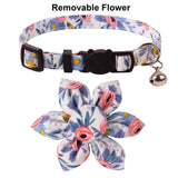 Breakaway Cat Collar with Bells, 2 Pack Flower Cat Collars for Girl Cat Kitten Collar with Floral Adjustable (Orange & Blue)