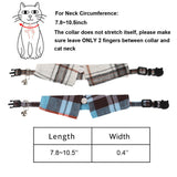 Cat Collar Breakaway with Cute Bowtie Bell - 2 Pack Kitten Collar with Removable Shirt Collar Pet Plaid Collars (Beige&Blue)