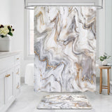 Grey Gold Marble Shower Curtain Set, Abstract Modern Shower Curtain for Bathroom Decor,Waterproof Washable Fabric Shower , 72 x 72