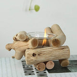 Handmade Wooden Tea Light Candle Holder with Glass Cup Rustic Country Coastal Style for Farmhouse Home Decoration Home Altar