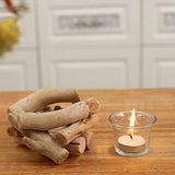 Handmade Wooden Tea Light Candle Holder with Glass Cup Rustic Country Coastal Style for Farmhouse Home Decoration Home Altar