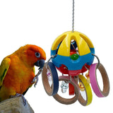 Bird Parrot Plastic Ball Toys with Colorful Cardboard Bagel and Acrylic Pacifiers for Parrot African Grey Cockatoo Cockatiel Sun