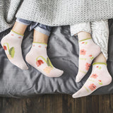 5pcs Women Fun Animal No Show Socks Non Slip Girls Cute Cat Short Socks Novelty Colorful Patterned Low Cut Socks Mom Gifts