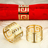 Rings Gold Napkin Rings Holder Set Hollow Out Metal Buckle Exquisite Household Napkin Holder Bulk for Christmas (16 Pcs)