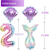 Mermaid Birthday Decoration Mermaid Balloons Kit Sea Balloon Mermaid Foil Balloon Mermaid Tail Balloons for Girls (Number 2) In Australia - Darrahopens