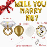 Gold "WILL YOU MARRY ME?" Balloon Pack -Balloon Banner and proposal Decorations-proposal idea-Diamond ring -(gold proposal pack)