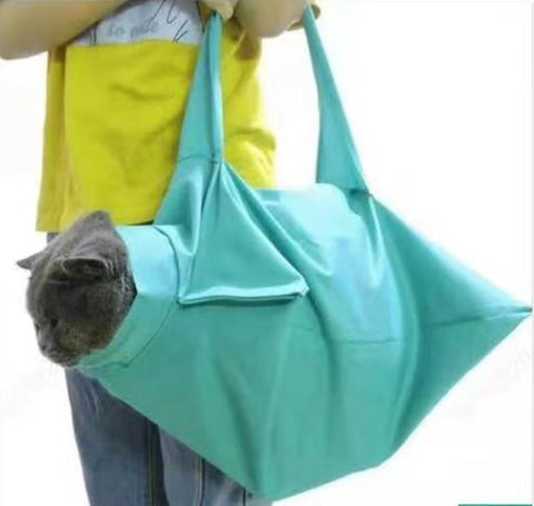 Cat Grooming Bag, Waterproof Foldable Cat Restraint Bag with Hook Cat Cleaning Grooming Bag for Bathing Nail Trimming(blue) In Australia - Darrahopens