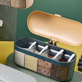 Seasoning Box, Practical and Reliable Seasoning Box with Divided Jars for Spice Salt Sugar Kitchen Cooking Organizer
