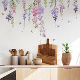 Flower Wall Decals Purple Hanging Vines Floral Wall Stickers for Girls Bedroom Nursery Living Room Wall Decor