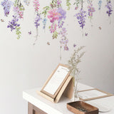 Flower Wall Decals Purple Hanging Vines Floral Wall Stickers for Girls Bedroom Nursery Living Room Wall Decor