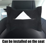 Car Suede Tissue Holder, Backseat Headrest Hanging Case Mount, Auto Sun Visor Napkin Storage Box, Wipes Dispenser for Armrest Box