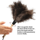 Ostrich Feather Duster Feather Duster Fluffy Natural Genuine Ostrich Feathers with Wooden Handle and Eco-Friendly Reusable