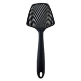 1Pcs Kitchen Strainer Scoop Food Drain Shovel Nylon Slotted Skimmer with Handle for Kitchen Cooking Baking Drain (Black)
