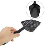1Pcs Kitchen Strainer Scoop Food Drain Shovel Nylon Slotted Skimmer with Handle for Kitchen Cooking Baking Drain (Black)