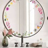 Floral Mirror Decals Flower Wall Stickers Peel and Stick Room Graphics Aesthetic Bathroom and Bedroom Decor for Girls
