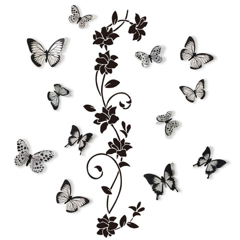 Black Acrylic Mirror Wall Sticker, Flower Vine Decorative Sticker for Home Living Room Bedroom Decor, Wall Sticky Decoration In Australia - Darrahopens