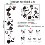 Black Acrylic Mirror Wall Sticker, Flower Vine Decorative Sticker for Home Living Room Bedroom Decor, Wall Sticky Decoration