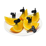 6 pcs Black Cat Food Picks for Fruit Cocktail Picks Bento Lunch Box Forks Decor Party Accessories 60MM