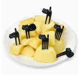 6 pcs Black Cat Food Picks for Fruit Cocktail Picks Bento Lunch Box Forks Decor Party Accessories 60MM
