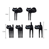 6 pcs Black Cat Food Picks for Fruit Cocktail Picks Bento Lunch Box Forks Decor Party Accessories 60MM