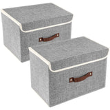 Collapsible Storage Boxes, Washable Fabric Storage Bins with Lids, Miscellaneous storage box 38*25*25cm, 2 Pack, Gray In Australia - Darrahopens