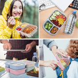 4 Pack Bento Lunch Box Compartment Wheat Straw Meal Prep Food Storage Containers Plastic, Microwave and Dishwasher Safe In Australia - Darrahopens