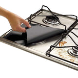 Stove Burner Covers - Gas Stove Protectors Black Double Thickness, Reusable, Non-Stick, Fast Clean Liners for Kitchen/Cooking